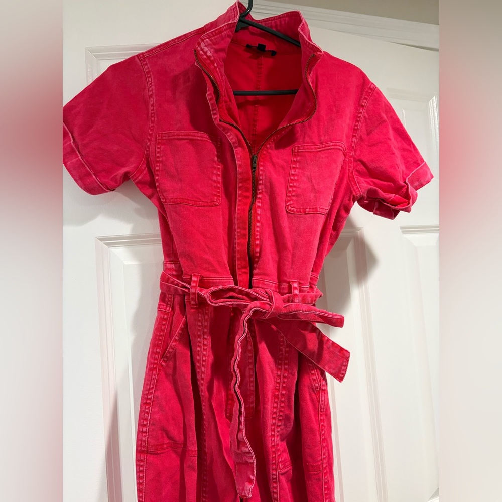 Skies Are Blue Red Tie Waist Short Sleeve Jumpsuit Size XS - Picture 7 of 8